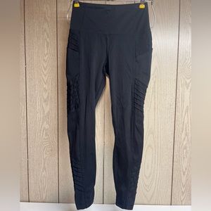 Member's Mark Women Active Moto Ankle Leggings Pocket Black Small High Rise EUC